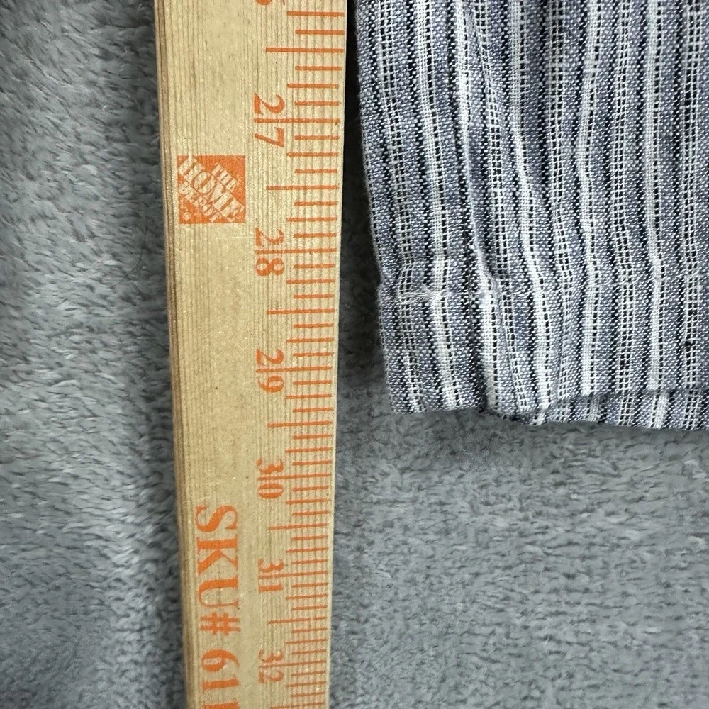 Banana Republic Pants Women's 0 Wide Leg High Rise Linen Blend Light Blue Stripe
